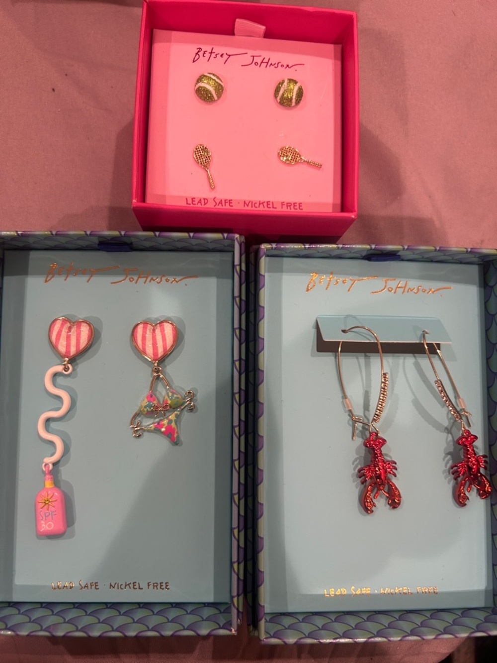 Betsey Johnson Summer Earrings- Lot of 3